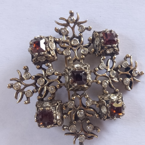 Vogue Jewelery VTG 50's 60's Tree Topaz, Clear Rhinestones Rare Gold Tone Brooch - Picture 13 of 13